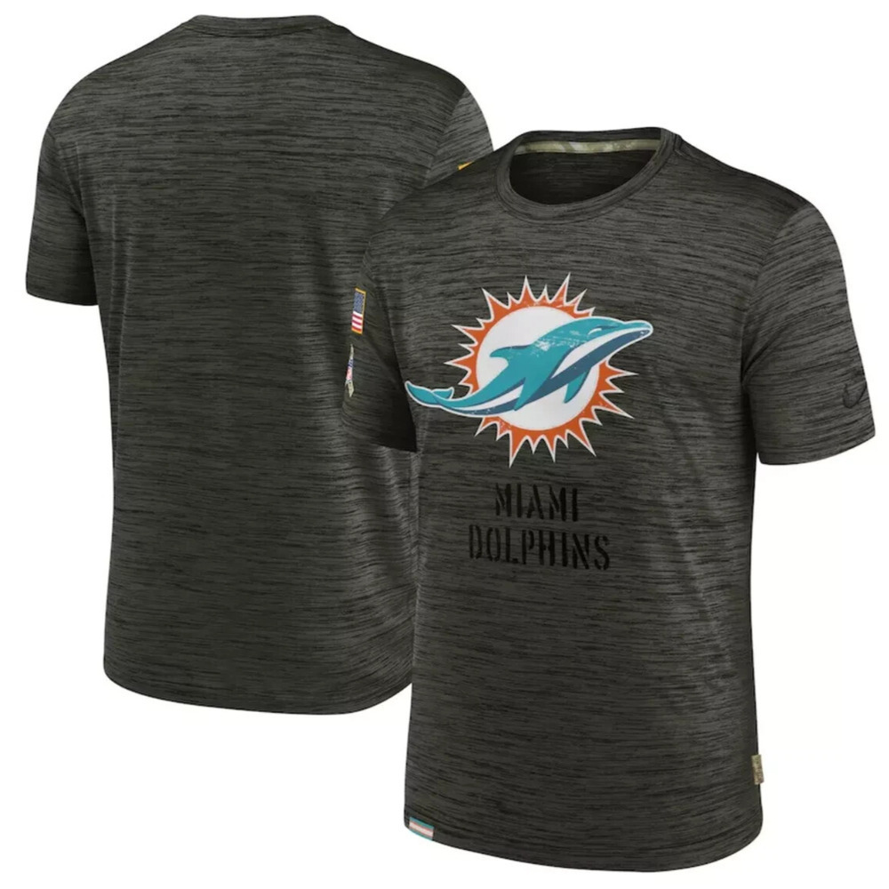 Nike Miami Dolphins 2022 Salute to Service Velocity Team T-Shirt Olive Mens XXL - Picture 1 of 11